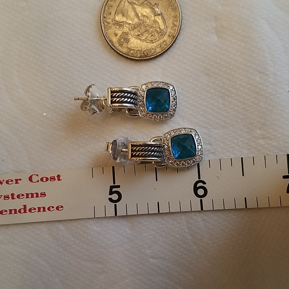 David Yurman Blue and Silver Earrings - Picture 5 of 5